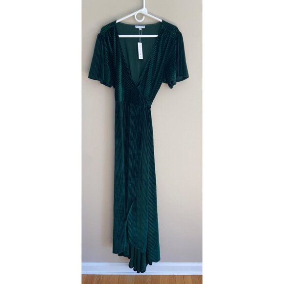 Baltic Born NWT Emerald Green Velvet RIbbed Wrap Dress Size XXXL Size 3XL Plus - Picture 6 of 12